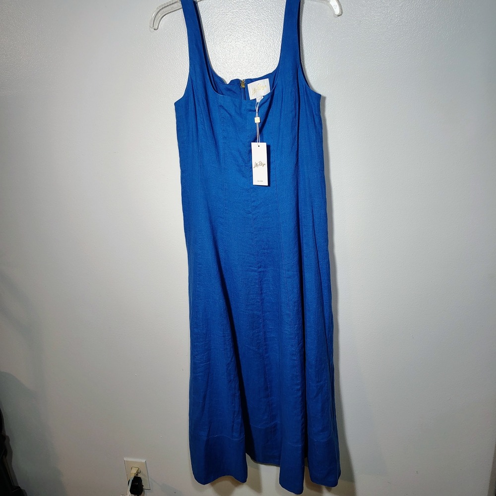 Lilly Pulitzer Blue Calina Linen Mi277di Sun Dress Sleeveless Blue Size 4 NWT